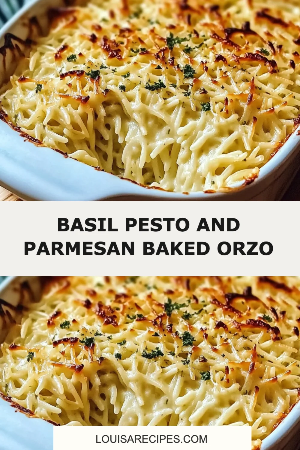 Basil Pesto and Parmesan Baked Orzo Recipe