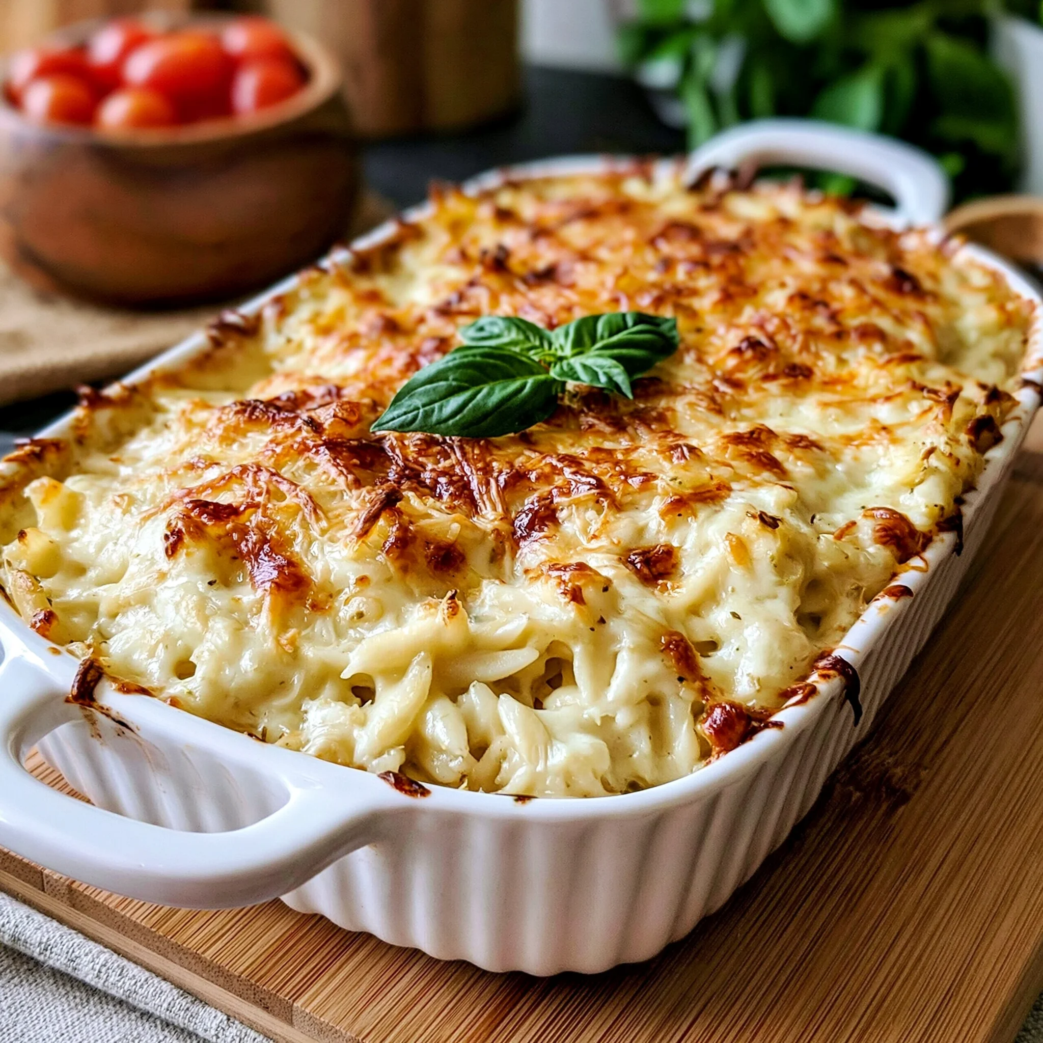 Basil Pesto and Parmesan Baked Orzo Recipe