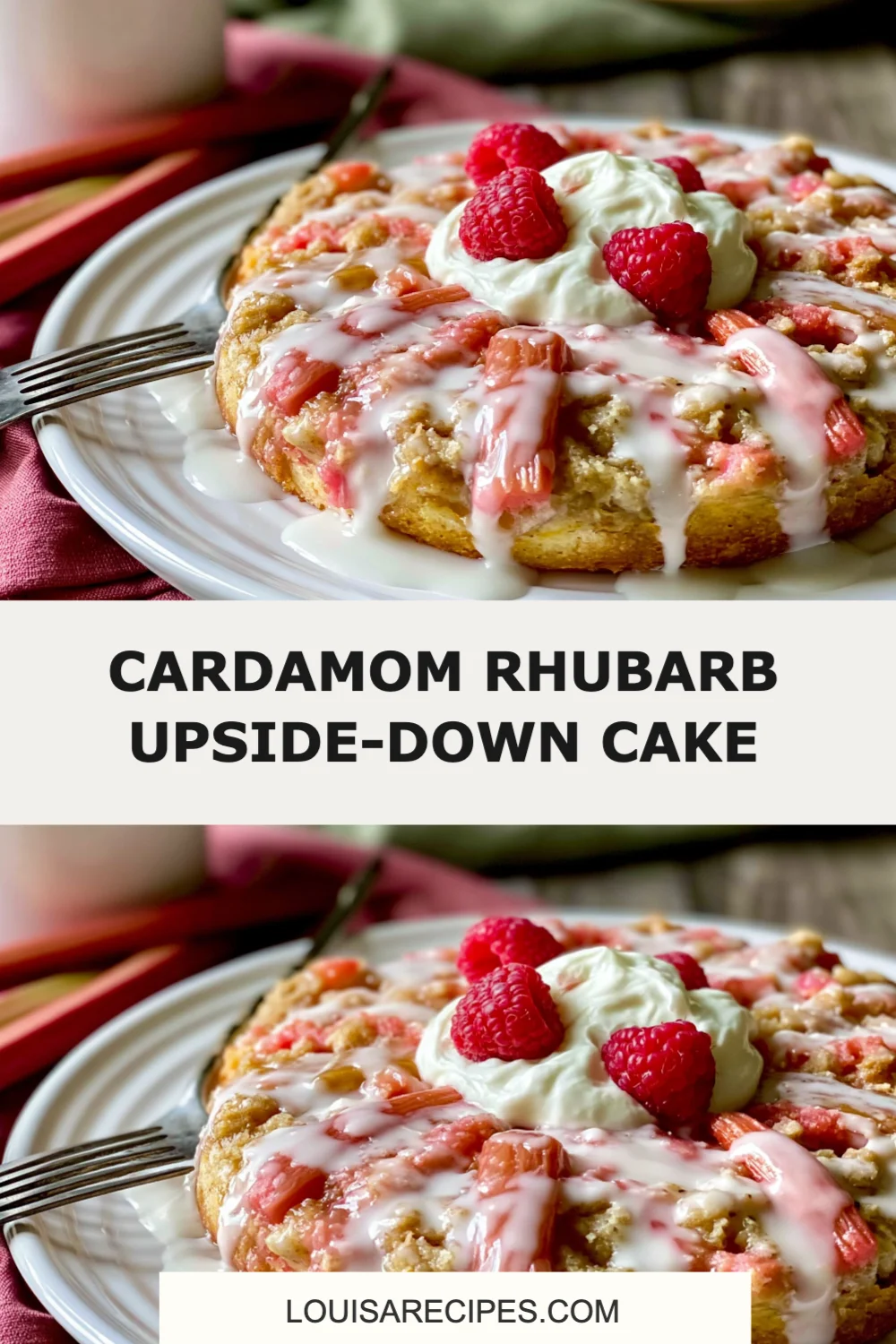 Delight Your Guests with This Easy Cardamom Rhubarb Upside-Down Cake Recipe!