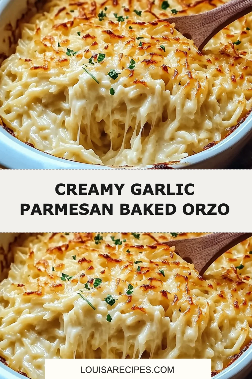 Creamy Garlic Parmesan Baked Orzo Recipe