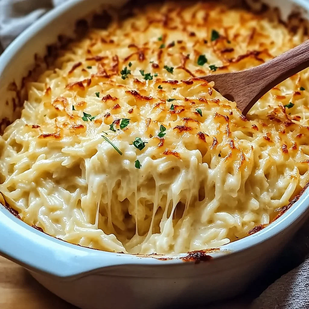 Creamy Garlic Parmesan Baked Orzo Recipe