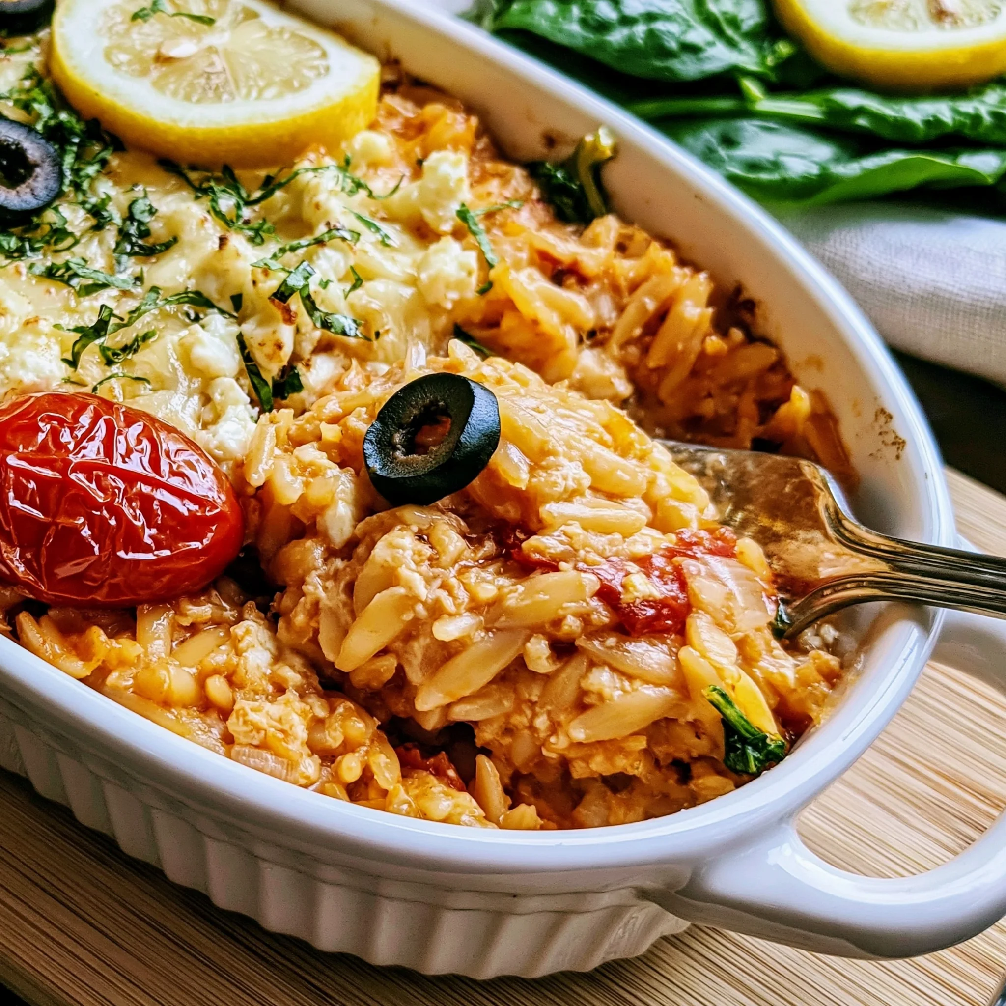 Mediterranean Spinach & Feta Orzo Bake Recipe