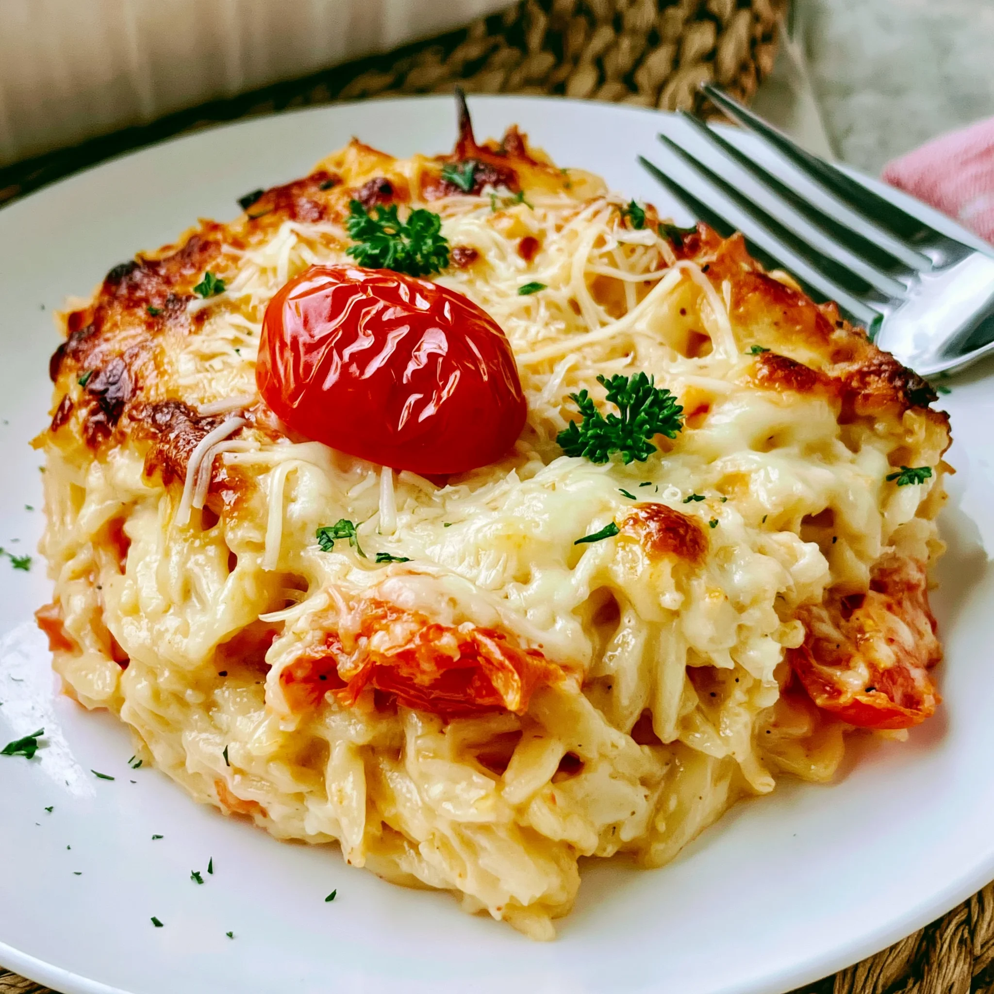 Roasted Red Pepper & Goat Cheese Orzo Bake Recipe