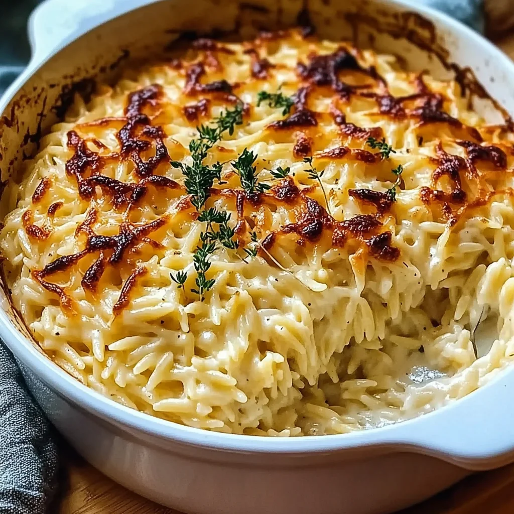 Wild Mushroom and Thyme Cheesy Orzo Recipe