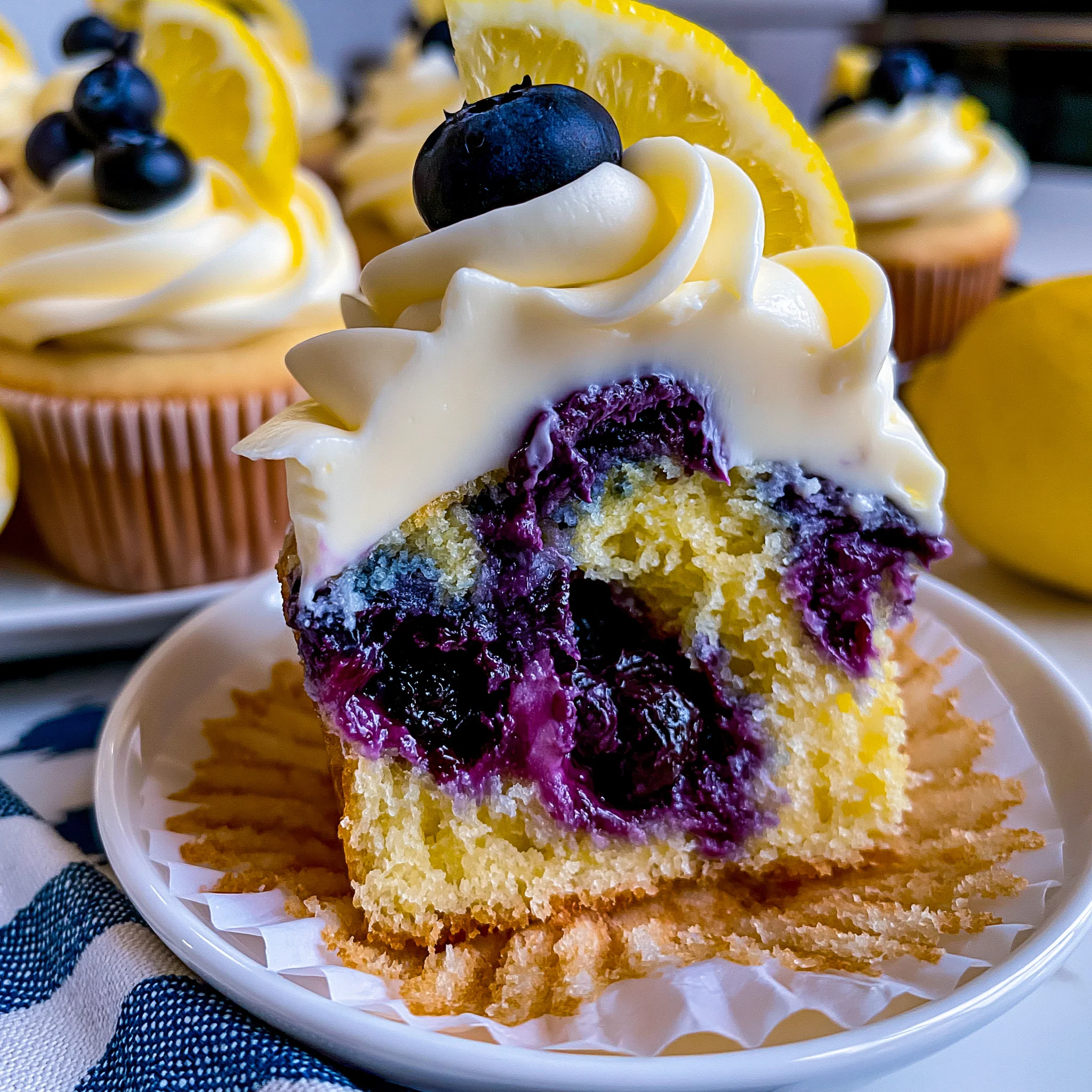 Blueberry Filled Soft Lemon Cupcakes Recipe