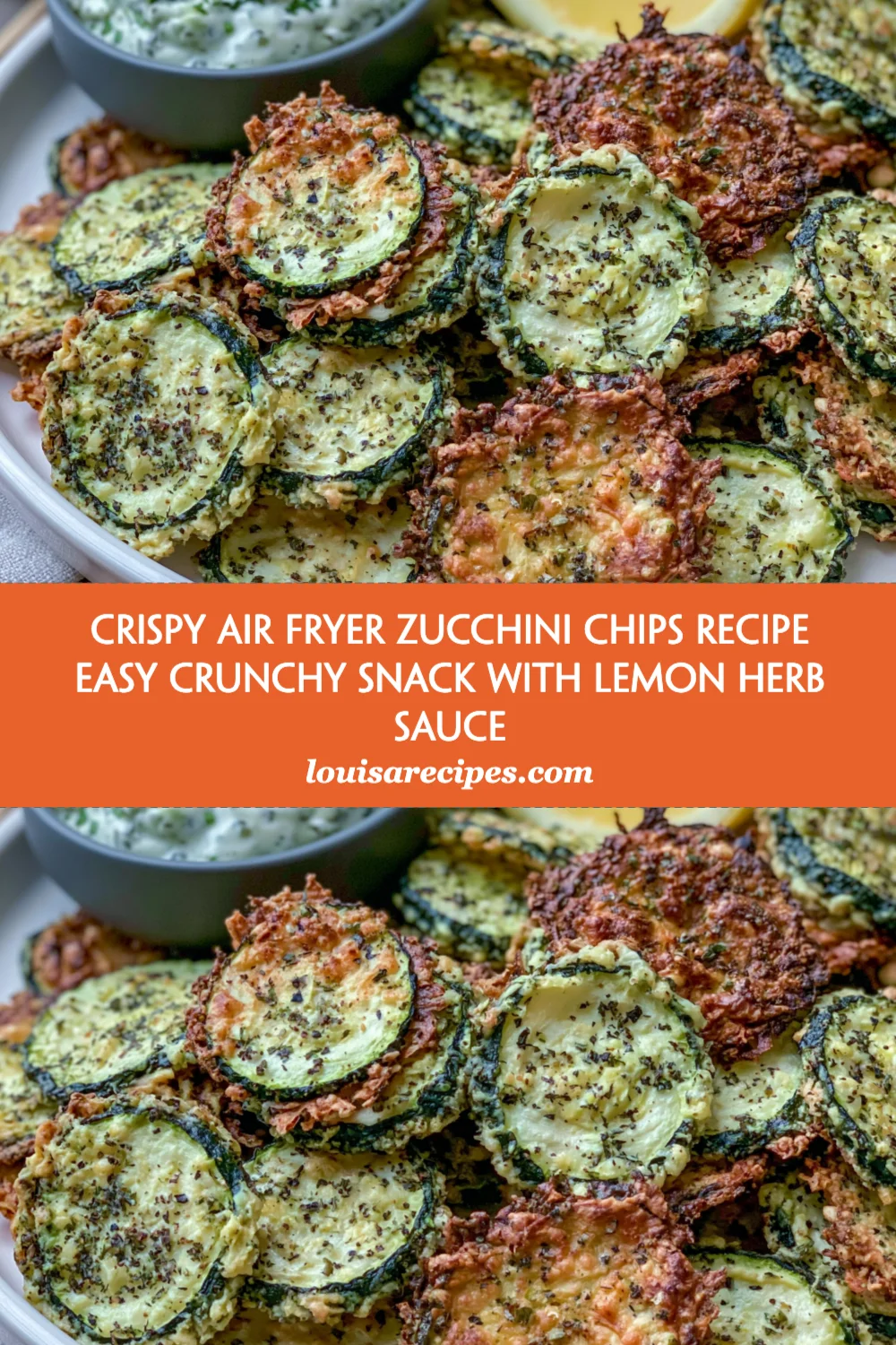 Crispy Air Fryer Zucchini Chips with Lemon Herb Sauce - A Healthy Snack You'll Love!