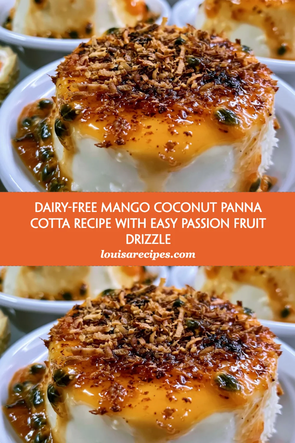 Dairy-Free Mango Coconut Panna Cotta with Passion Fruit Drizzle - Tropical Dessert Delight!
