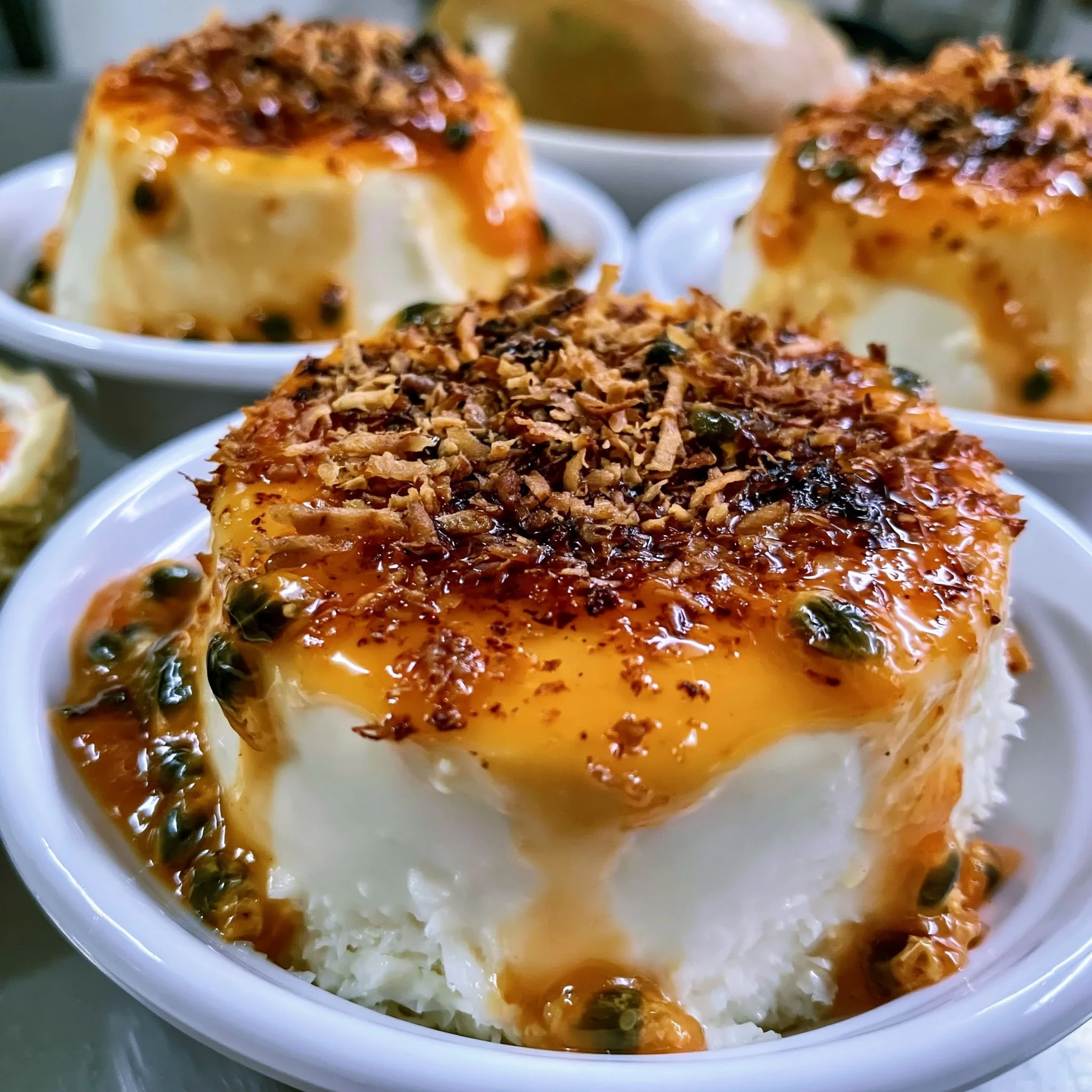 Dairy-Free Mango Coconut Panna Cotta Recipe with Easy Passion Fruit Drizzle