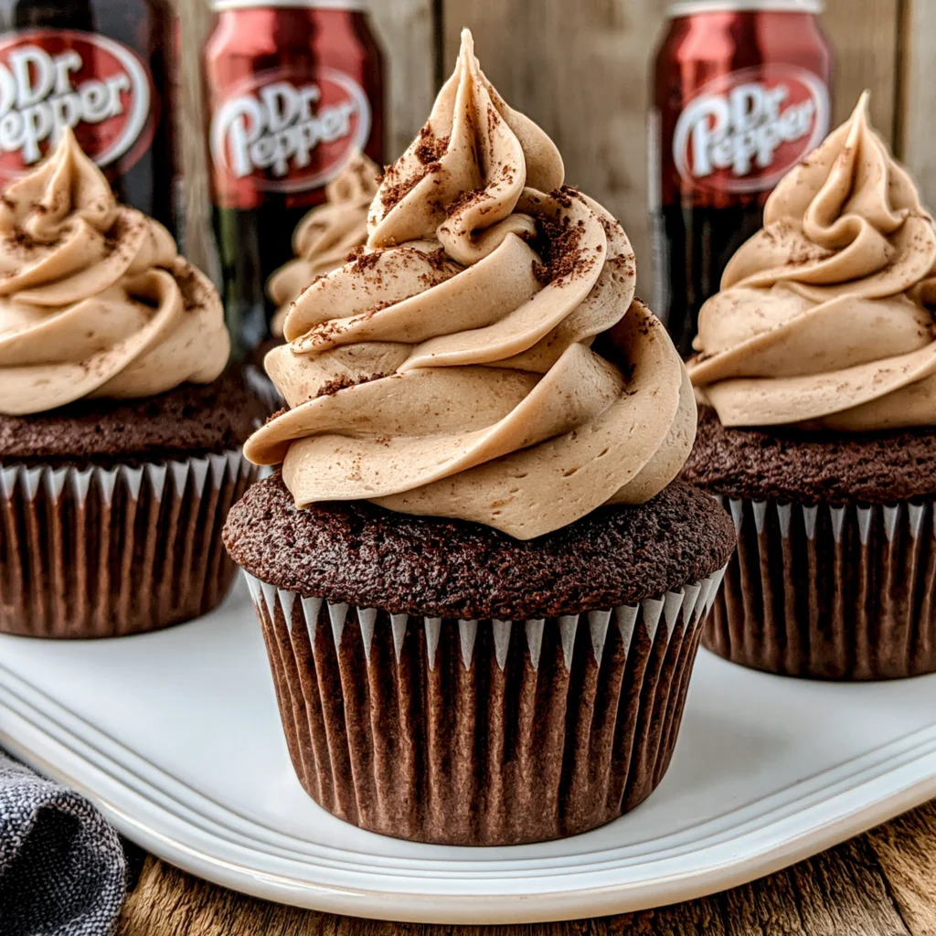 Dr. Pepper Cupcakes Recipe with Fluffy Frosting