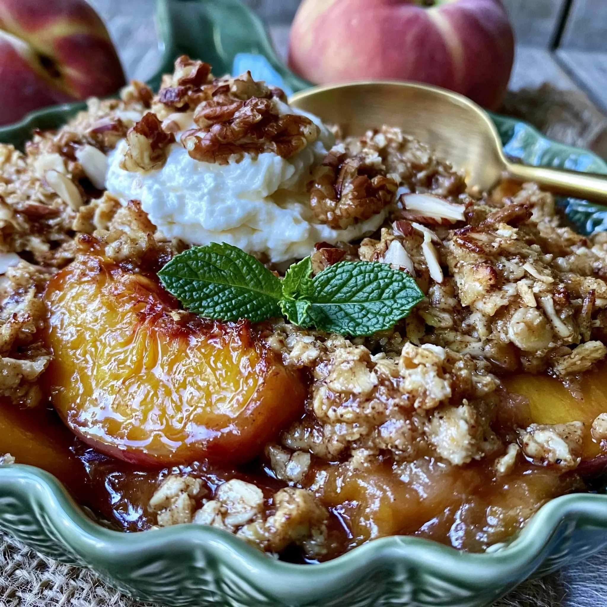 Gluten-Free Peach Crisp Recipe with Easy Almond Oat Topping