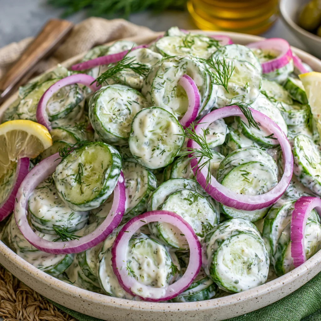 Pickle Juice Ranch Cucumber Salad Recipe