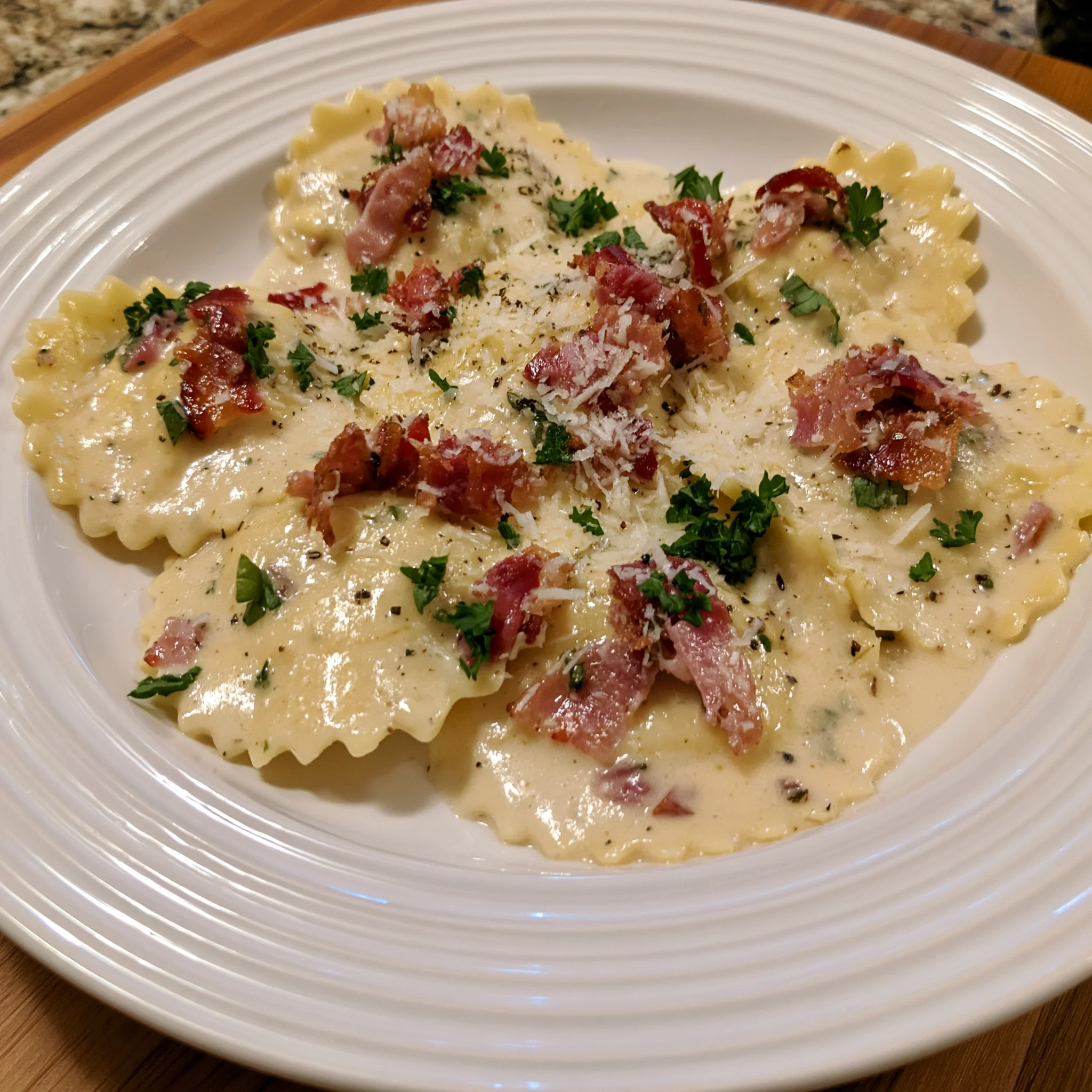 Quick Olive Garden Ravioli Carbonara Recipe