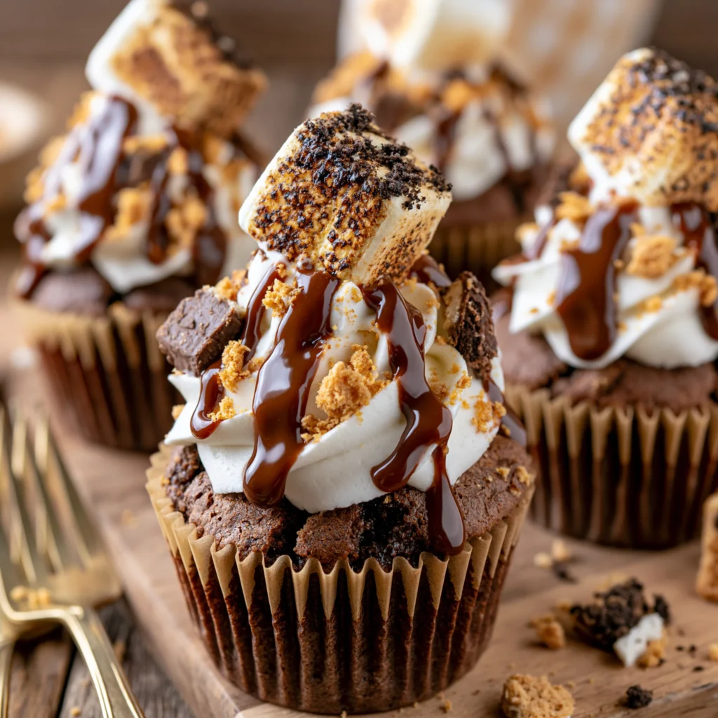 S'mores Cupcakes with Marshmallow Frosting Recipe