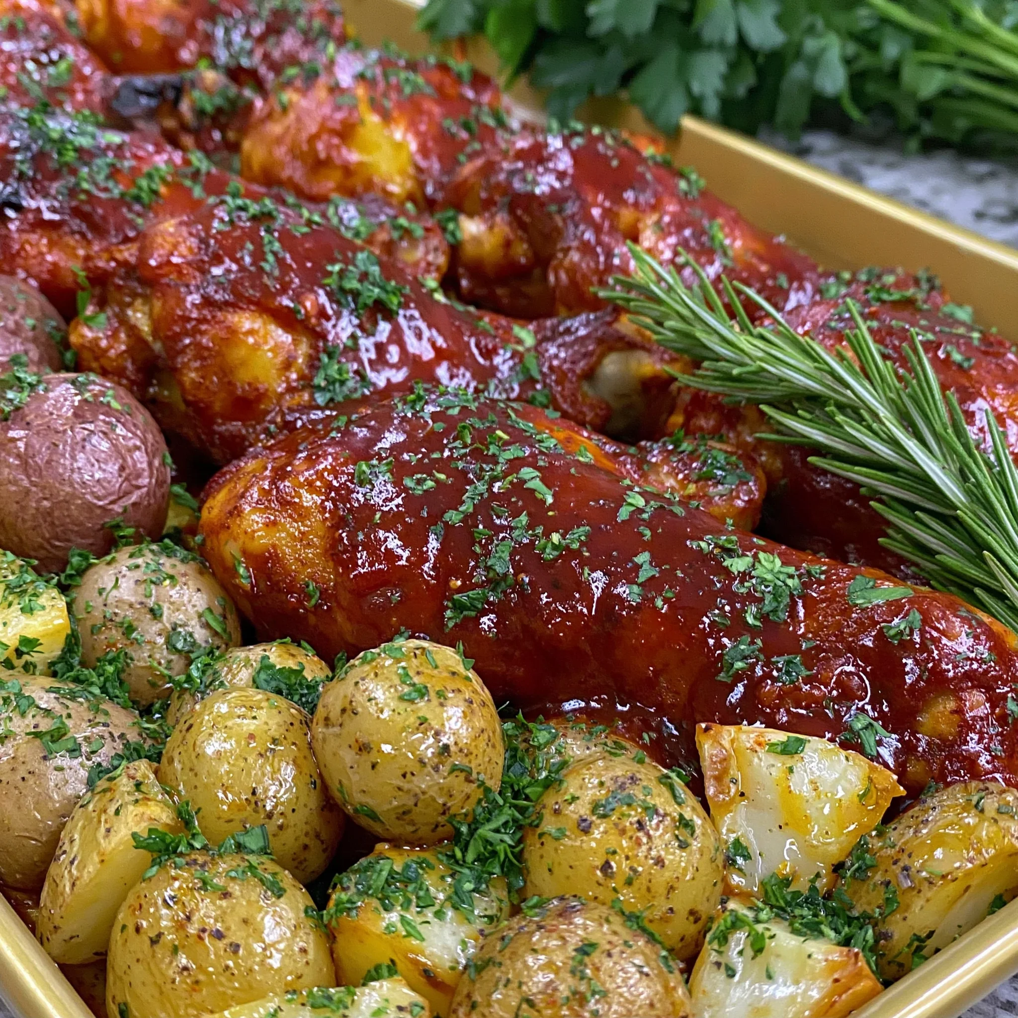Sheet Pan Smoky Paprika Chicken Drumsticks Recipe with Roasted Potatoes