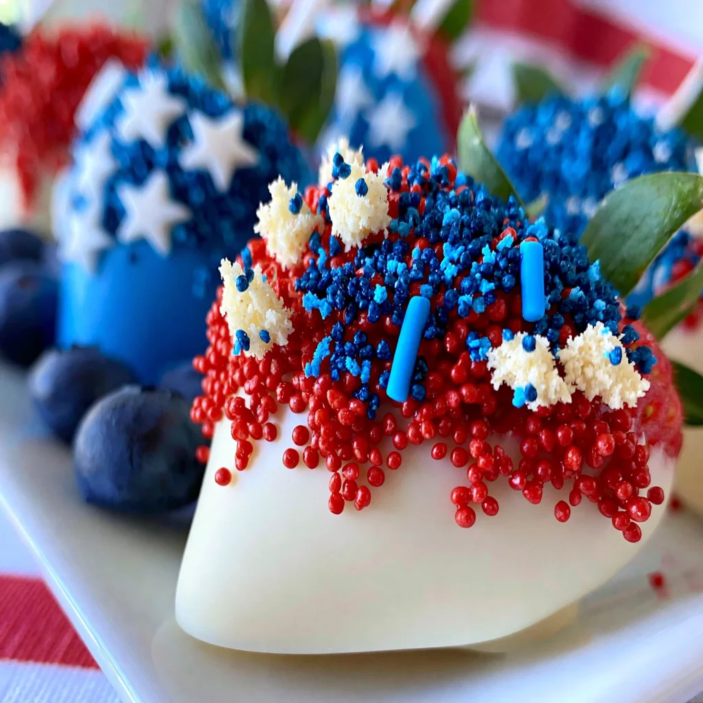 4th of July White Chocolate Dipped Strawberries Recipe