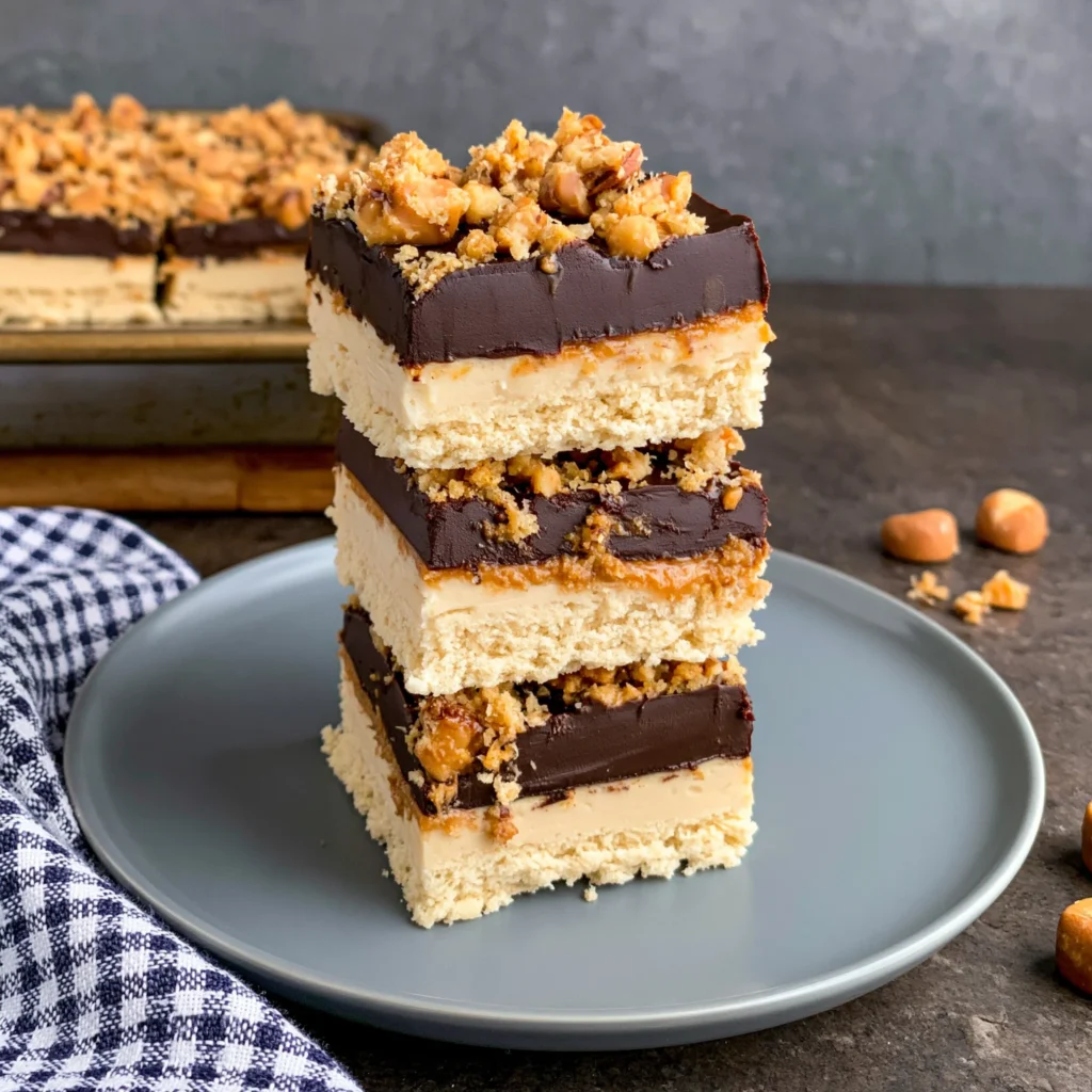 No Bake Buckeye Cheesecake Bars Recipe