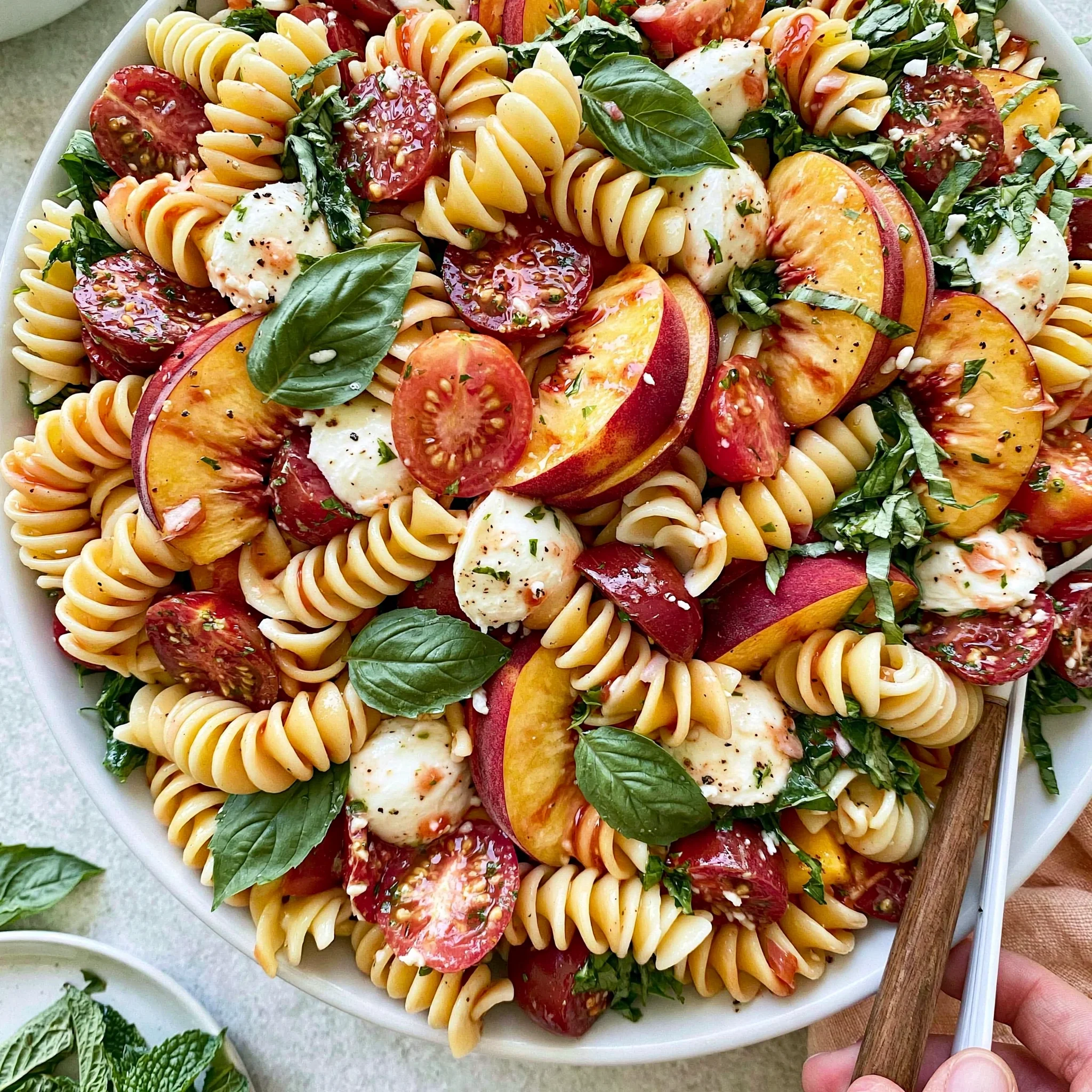 Peach Caprese Pasta Salad Recipe (Refreshing Summer Delight)