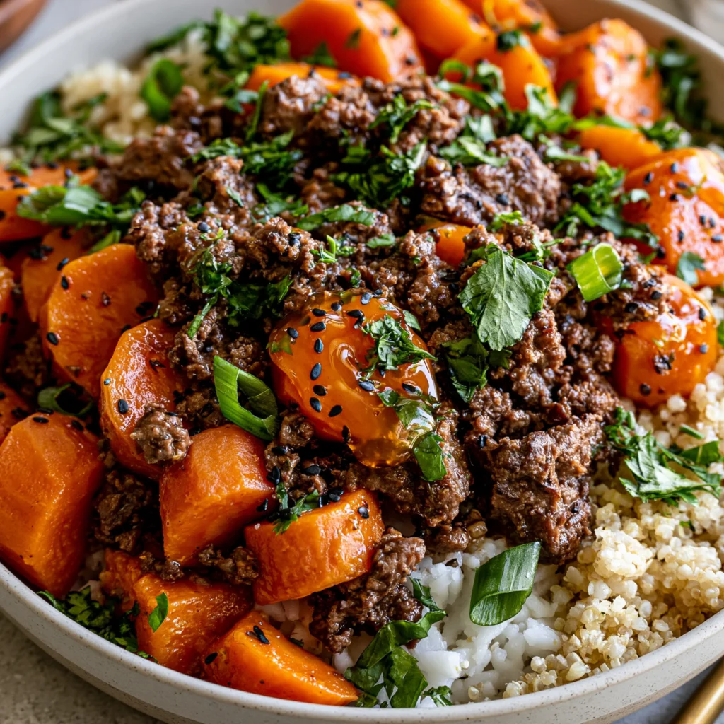 Spicy Sweet Beef Bowls with Honey Drizzle Recipe